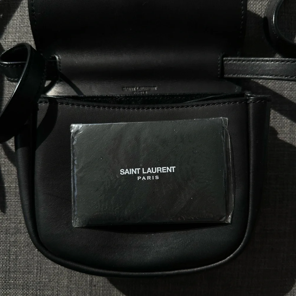 Yves Saint Laurent Black Crossbody Bag with Gold Logo - Picture 4 of 6